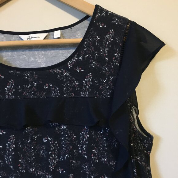 Itty Bitty Floral Cluster Chiffon Ruffled Sleeveless Blouse - Picture 5 of 14